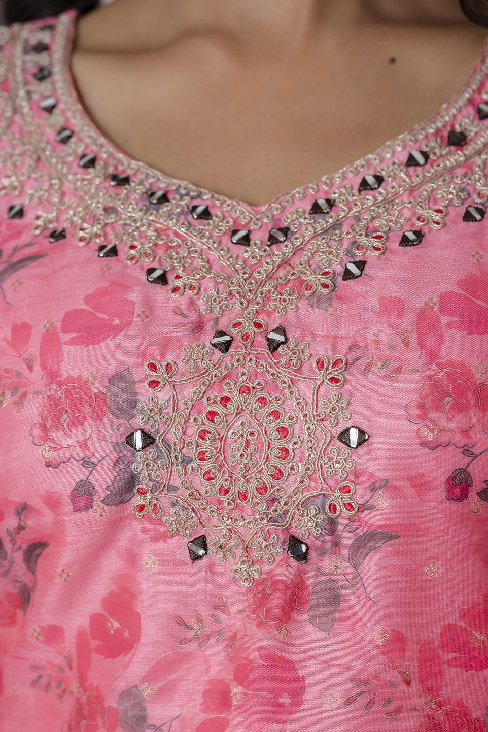 Pink Silk with Floral Print