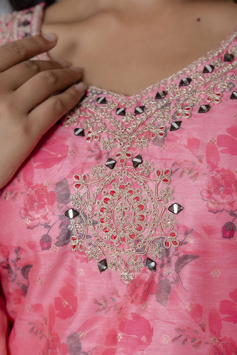 Pink Silk with Floral Print