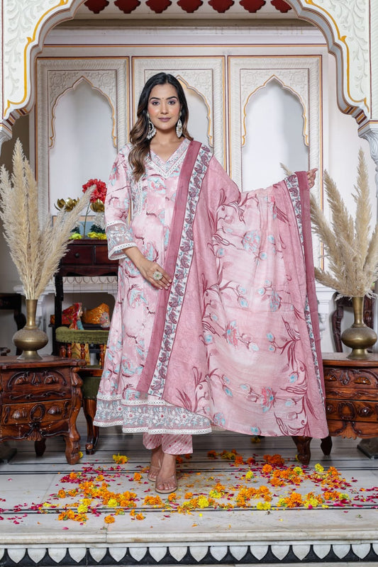 Pastel pink anarkali gown