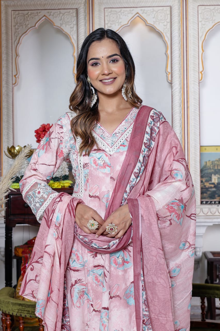 Pastel pink anarkali gown