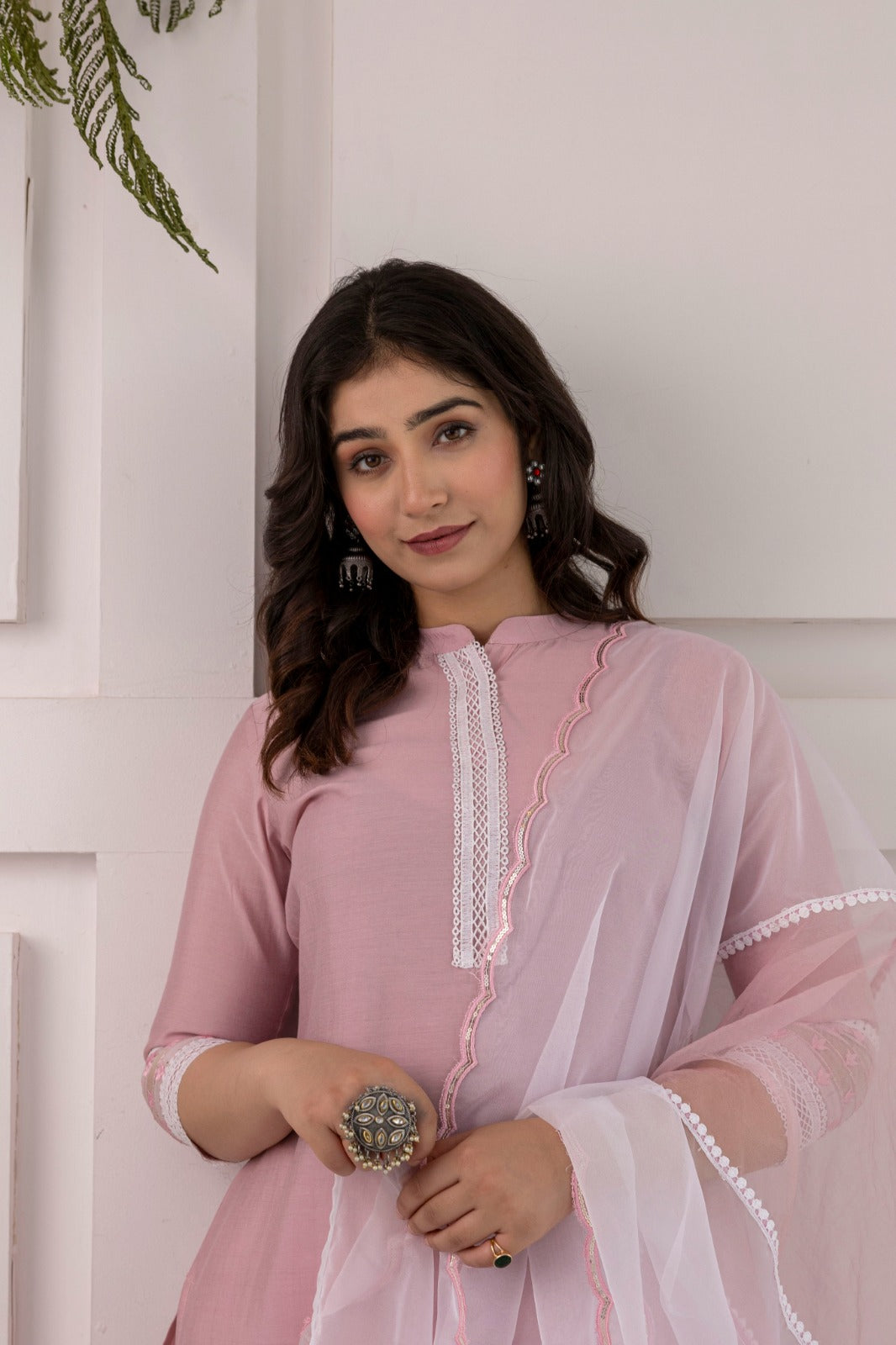 Cotton Peach Set featuring White Border Embroidery Designs