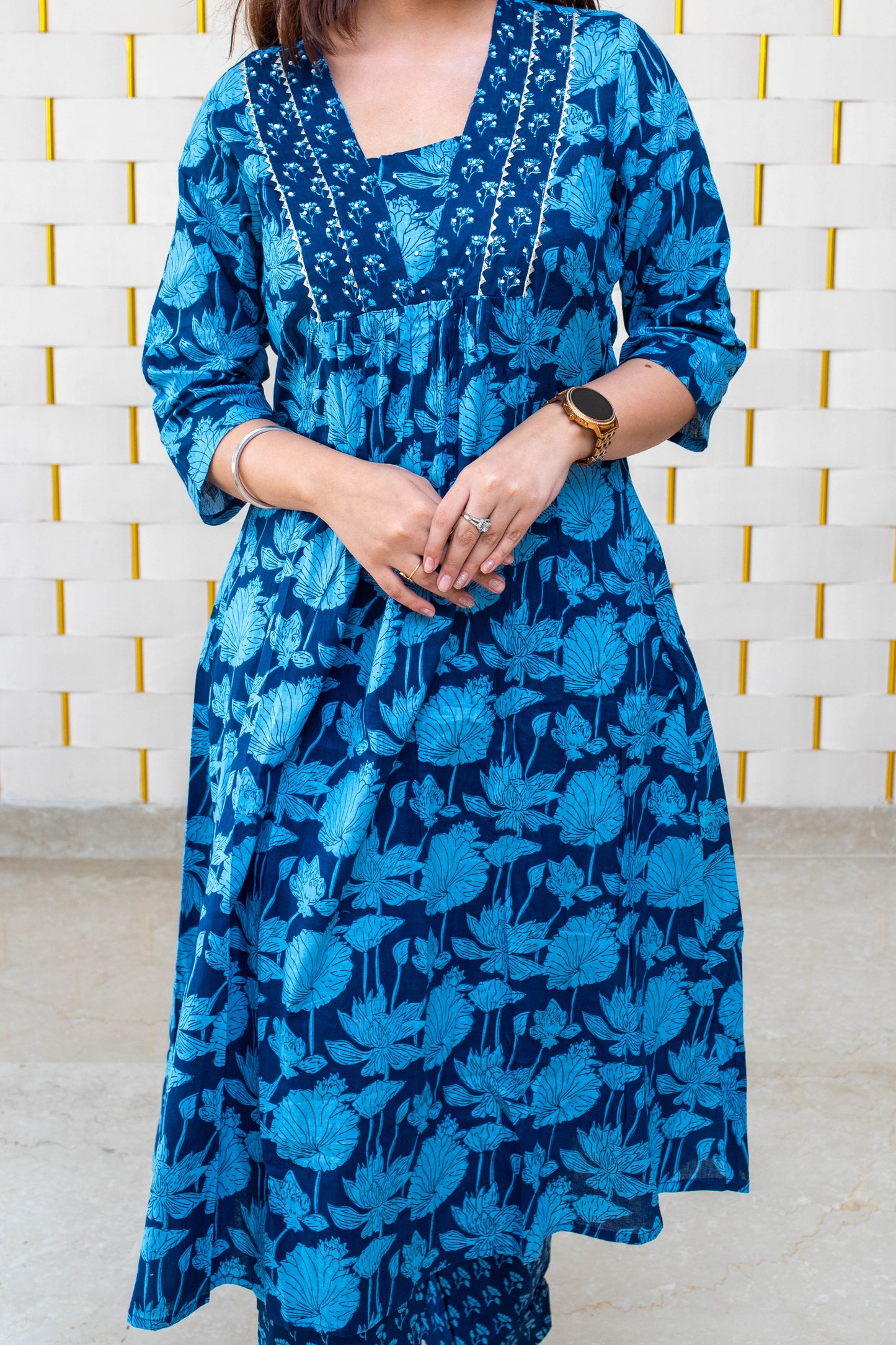 Floral Blue Floral Kurta Set with Dupatta